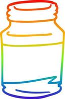 rainbow gradient line drawing cartoon pill jar vector