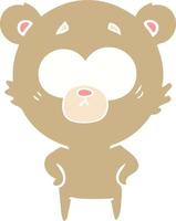 surprised bear flat color style cartoon vector