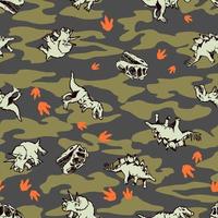 Dinosaur on camouflage seamless repeat print vector