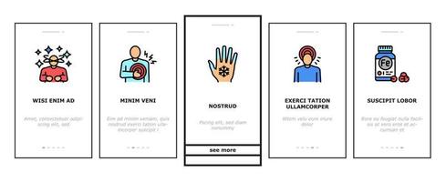 Anemia Patient Health Problem Onboarding Icons Set Vector