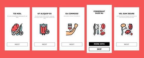 Anemia Patient Health Problem Onboarding Icons Set Vector