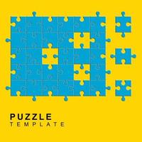 5x6 Blue jigsaw puzzle blank template. Vector illustration