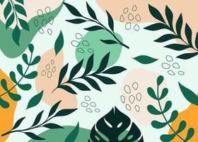 Hand drawn abstract botanical background with leaves. Background design for wall vector