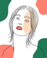 retrato de la línea facial de una mujer minimalista. ilustración vectorial vector