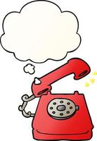 cartoon ringing telephone and thought bubble in smooth gradient style vector