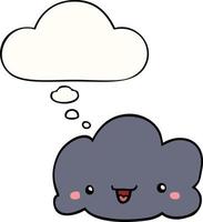 cute cartoon cloud and thought bubble vector