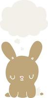 cute cartoon rabbit and thought bubble in retro style vector