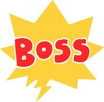 cartoon word boss and speech bubble in retro style vector