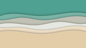 Summer beach and sea wave shapes layered pattern background paper art minimal style vector