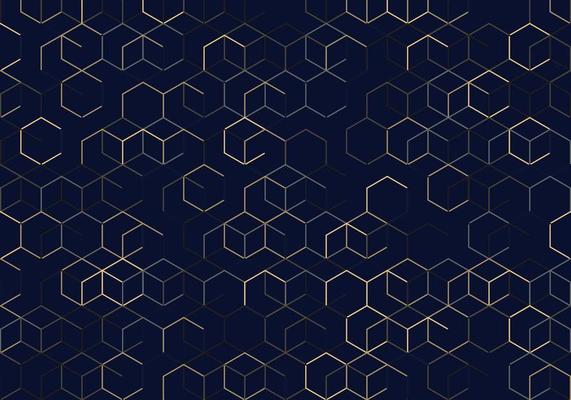 Abstract 3D hexagons dimension pattern on dark blue background texture