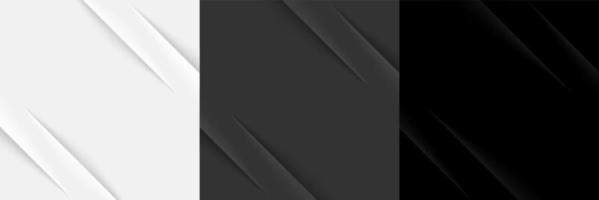 Set of elegant white, gray and black colors paper fold background vector