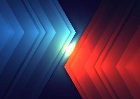 Abstract technology digital connection concept red and blue triangles arrows lighting effect on dark background vector