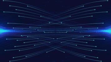 Abstract dynamic wave arrows lines communicate connection on dark blue background vector