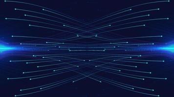 Abstract dynamic wave arrows lines communicate connection on dark blue background vector