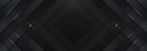 Abstract modern background black diagonal layer stripes pattern and golden lines luxury style vector