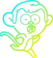 cold gradient line drawing cartoon shocked monkey vector