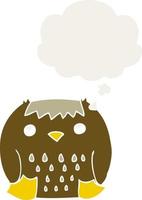 cartoon owl and thought bubble in retro style vector