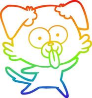 rainbow gradient line drawing cartoon dog with tongue sticking out vector