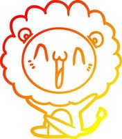 warm gradient line drawing happy cartoon lion vector