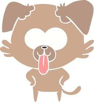 flat color style cartoon dog with tongue sticking out vector