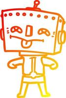 warm gradient line drawing cartoon robot vector