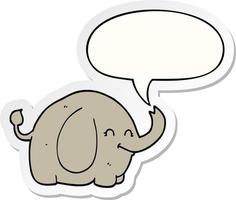 cartoon elephant and speech bubble sticker vector