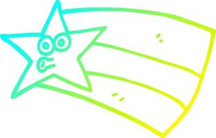 cold gradient line drawing cartoon shooting star vector