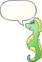 cartoon sea horse and speech bubble in smooth gradient style vector
