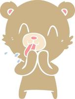 rude flat color style cartoon bear vector