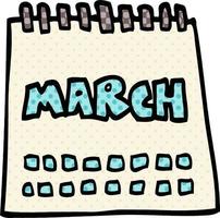 cartoon doodle calendar showing month of march vector