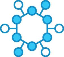 Atom Structure Line Filled Blue vector
