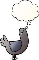 cartoon pigeon and thought bubble in smooth gradient style vector