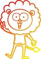 warm gradient line drawing happy cartoon lion vector