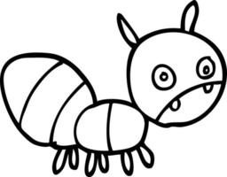 line drawing cartoon anxious ant vector