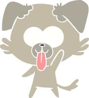 perro de dibujos animados de estilo de color plano con la lengua fuera vector