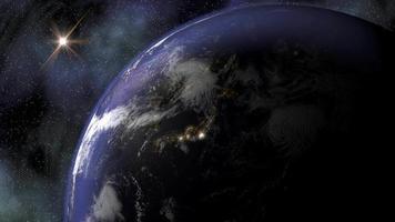 el planeta tierra en el espacio mientras cae la noche sobre asia y europa y las luces de la ciudad se encienden. video