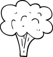 line drawing cartoon broccoli stalk vector