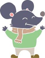 flat color style cartoon mouse vector