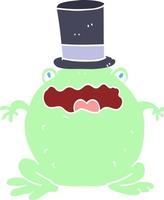 flat color style cartoon toad wearing top hat vector