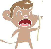 shouting flat color style cartoon monkey vector