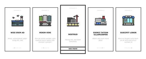 City Construction And Landscape Onboarding Icons Set Vector