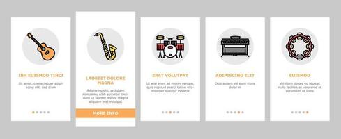 Music Instruments Performance Onboarding Icons Set Vector