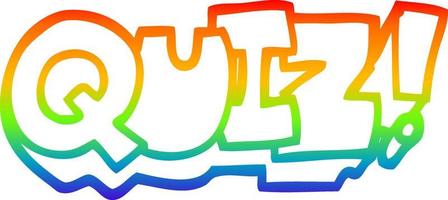 rainbow gradient line drawing cartoon word quiz vector