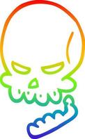 rainbow gradient line drawing cartoon halloween skull vector