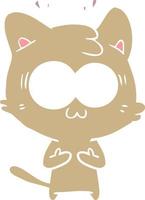 flat color style cartoon surprised cat vector