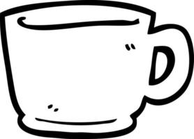 line drawing cartoon tea cup vector