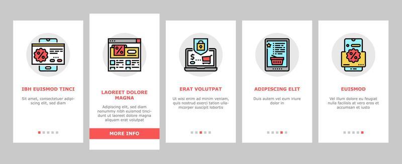 Ecommerce And Online Shopping Onboarding Icons Set Vector