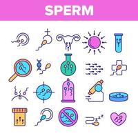 Sperm Cells Vector Color Line Icons Set