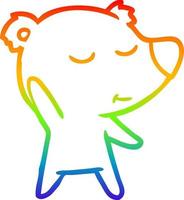 rainbow gradient line drawing happy cartoon polar bear vector