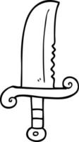 line drawing cartoon jeweled sword vector